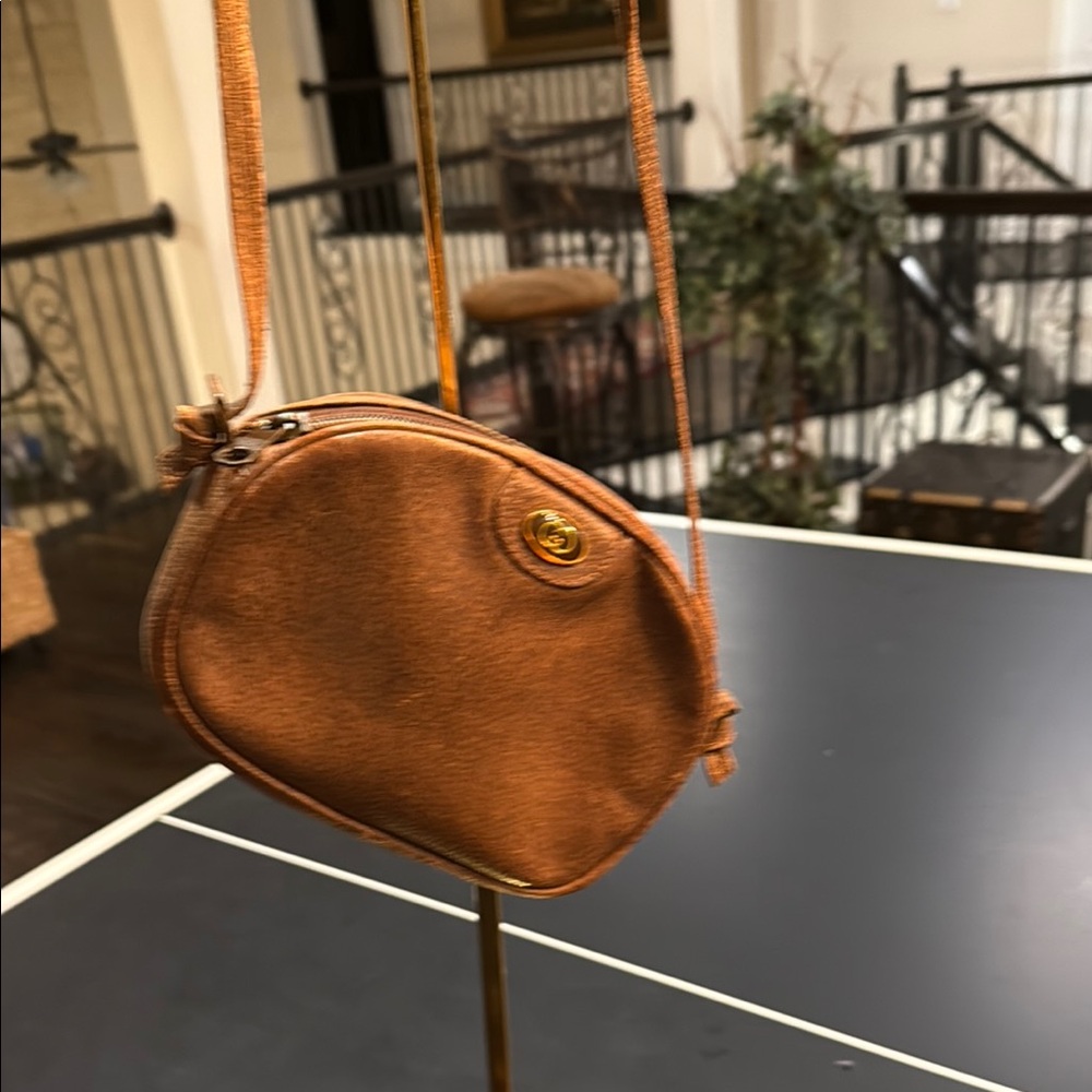 Gucci Tan Leather Crossbody Bag with Dome Shape